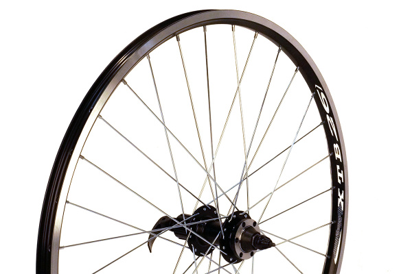 Колесо 26" MTB,заднее под кассету, двойной обод WTB SX19 Disc,алюм.,черный,черная втулка JY-D142TSE,под кассету 8-9пер.,крепление ротора IS6